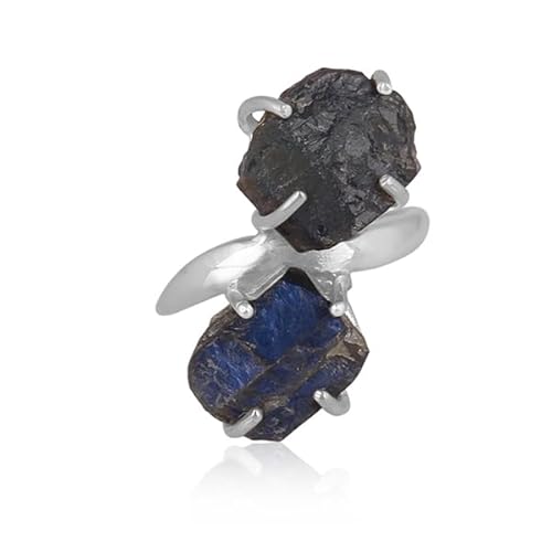 Labradorite Ring, Raw Labradorite Ring, Boho Raw Crystal Ring, Sterling Silver Ring, Silver Stacking Ring, Stackable Ring, Gift For Her (11) -  Panoply Jewelry