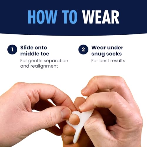 dr frederick39s original hammer toe gels - 2 pairs - hammertoe support crest for women amp men - cushion amp temporary splint for toe alignment crooked toes and pain relief - white - 1 loop design