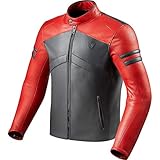 REV'IT! Motorradjacke mit Protektoren Motorrad Jacke Prometheus Lederjacke rot/hellgrau 52, Herren, Tourer, Ganzjährig