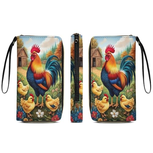 Chicken Women's Wallet Wristlet Zipper Purse with Hand Strap Travel Credit Card Holder for Daily Use Gifts4