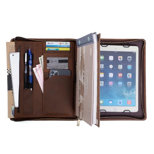 Crazy Horse Leather Binder Portfolio - 9x11 Inch Executive Organizer