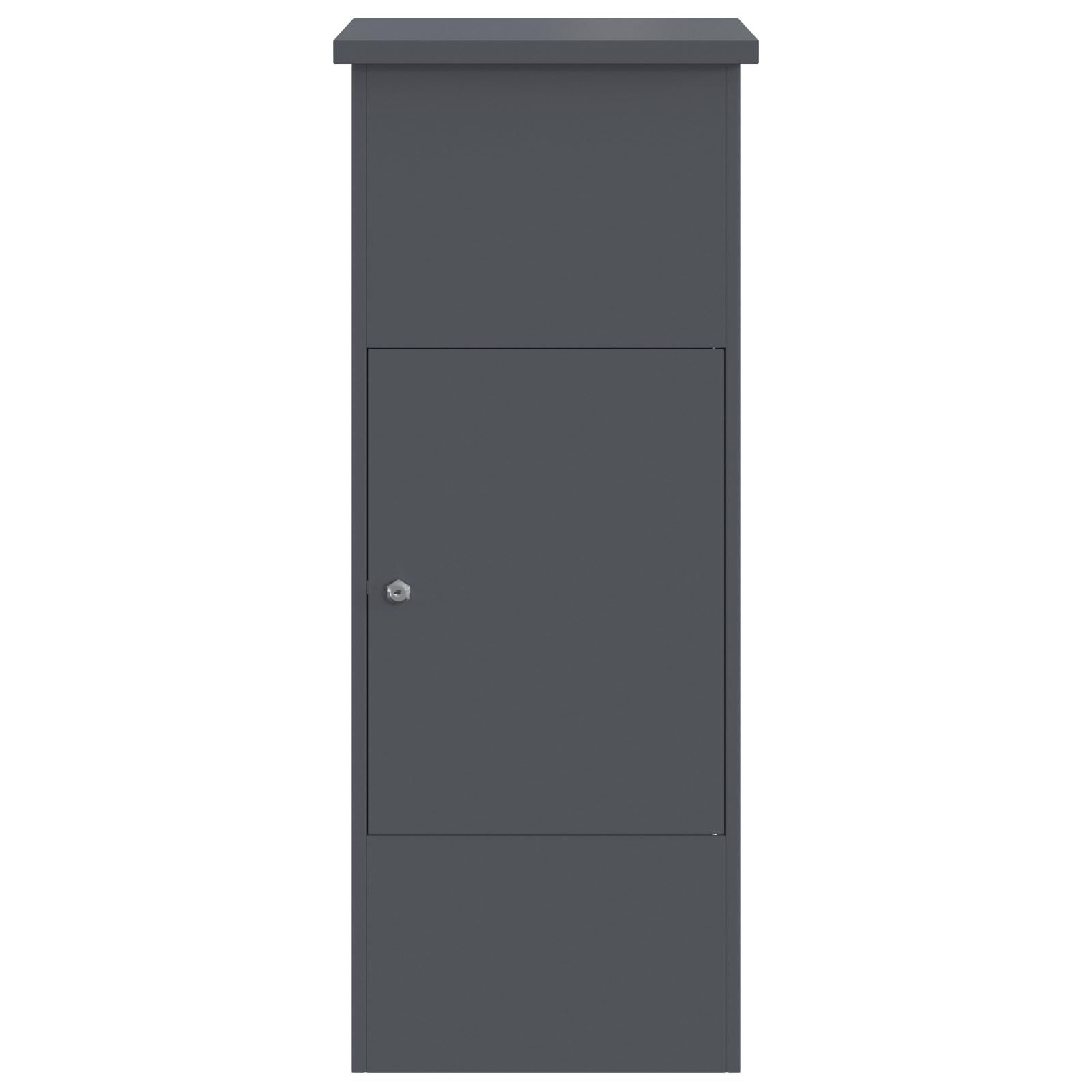Skrzynka na listy ze stali antracytowej 44,5 x 29 x 110,5 cm z zamkiem, zamykana i przestronna, nowoczesna stojąca skrzynka na listy do użytku na zewnątrz i do odbioru poczty, odporna na