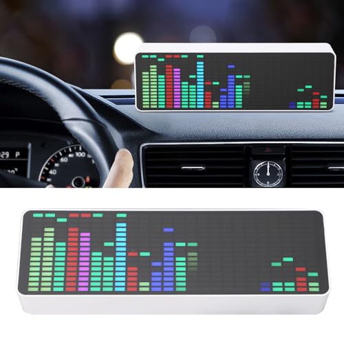 Audio-Spektrum-Analysator-Anzeige, Musik-Sprach-Rhythmus-Spektrum-Anzeige, mit 20 Spektrum-Anzeigemodi, 4 Uhr-Anzeigemodi und 2-Wege-Alarmfunktionen