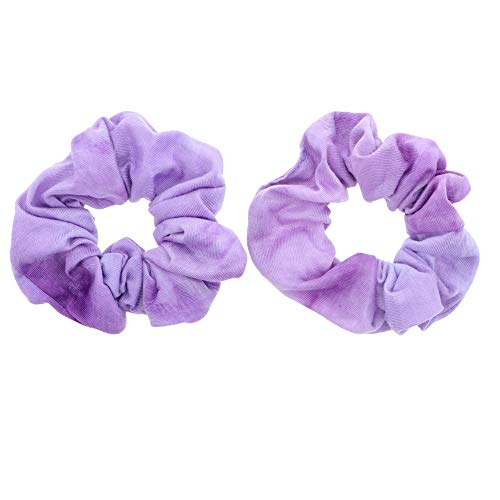 Rainbow Multi-Color Hair Tie Scrunchies - Set of 2 Lavender
