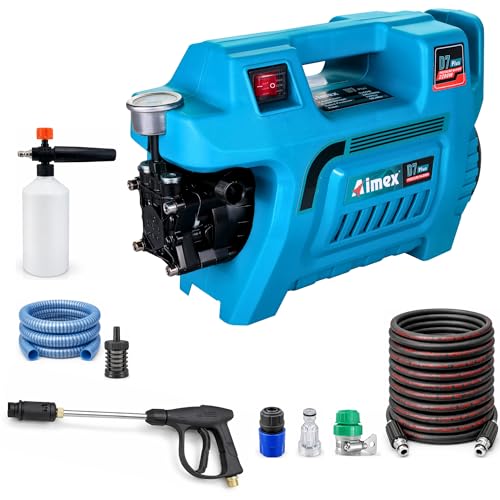 Image of Aimex D7 Plus 2200W High Pressure Car Washer, 150 Bar, 100% Pure Copper Motor, 10L /Min High Water Flow, 10 Meter Hose Pipe, Foam Cannon, Portable Pressure Washer for Car, Bike, Garden & Home Cleaning