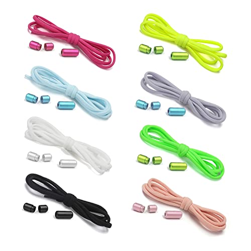 PTNeu 8 pares Cordones Elasticos con Hebilla Metal, Ajustables Cordones de Zapatos Sin Nudos para Zapatillas Deportivas, Cordones Elásticos Sin Nudo Universales para Niños y Adultos, Varios Colores Cover
