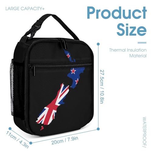 New Zea-lands Flag Map Printed Backpack with Lunch Box Bag Pencil Case Pouch 3pcs Daypack Set for Women Men4