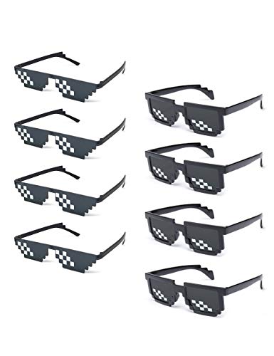 Onnea 8 Pièces Lunettes de Soleil de Fête Mosaïque pour Homme Femme Thug Life Deal with It 8 Bit Pixel (8 Pièces Mélanger)