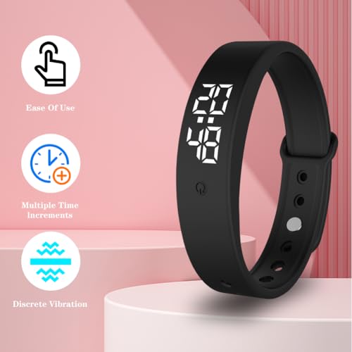 DASIAUTOEM Vibrationswecker Armband, Vibrationsalarm Erinnerung Uhr, Armband Wecker Vibration mit Timer, Trinkerinnerung Alarm Medikamenten Wecker für Kinder, Erwachsene, 6 Täglichen Alarmen (Schwarz)