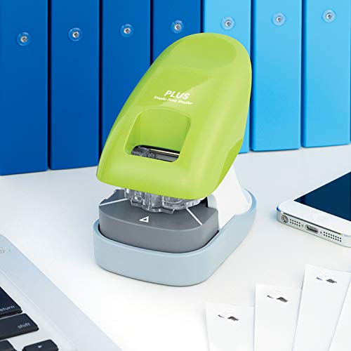 Image of Plus Paper Clinch Desktop Staple-Free Stapler, Green