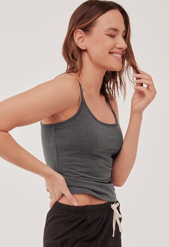 Image of Pact Womens Cotton Camisole Tank Top with Built-in Shelf Bra