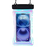 【NODC】 スマホ 防水ケース IPX8完全防水 水中タッチ対応 浮く設計 お風呂/海/プール/温泉対応 7インチiPhone用 高透過率画面 顔認証 両手解放 ストラップ付き 携帯ケース 雪遊び/スキー/登山/釣り用 ブラック (クリアブラック)