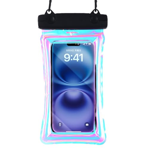 【NODC】 スマホ 防水ケース IPX8完全防水 水中タッチ対応 浮く設計 お風呂/海/プール/温泉対応 7インチiPhone用 高透過率画面 顔認証 両手解放 ストラップ付き 携帯ケース 雪遊び/スキー/登山/釣り用 ブラック (クリアブラック)