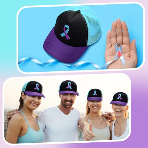 Image of Hercicy 12 Pcs Suicide Prevention Awareness Hat Inspirational Teal Purple Ribbon Baseball Cap World Suicide Prevention Day for Men Women