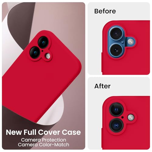 Image of FireNova Designed for iPhone 16 Plus Case, Silicone Upgraded [Camera Protection] Case, Soft Anti-Scratch Microfiber Lining Inside, 6.7 inch, Deep Red