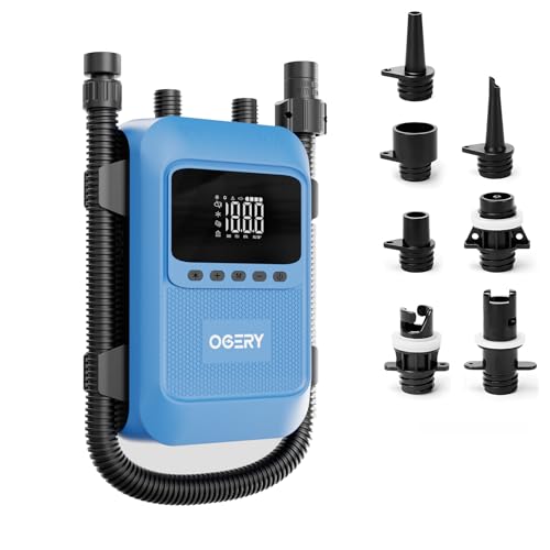 OGERY Paddle Board Electric Pump with Safe & 35% Faster Dual Stage Inflation & Deflation, Up to 20PSI, Smart Auto-Off and Powerful Rechargeable Compac
