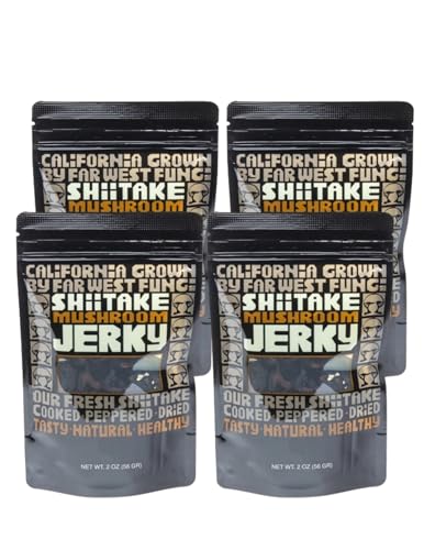 Far West Fungi Shiitake Mushroom Jerky 4-pack Mushroom Jerky. Vegan,