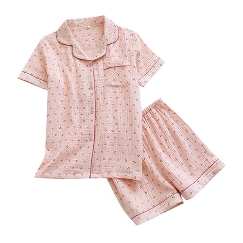 Pyjama femme en crêpe vêtement de nuit été ensemble short léger
