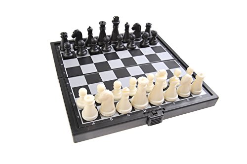 Quantum Abacus Juego de Mesa magnético (versión Super Mini de Viaje): Ajedrez - Piezas magnéticas, Tablero Plegable, 12,8cm x 12,8cm x 1cm, Mod. SC3656-B (DE)