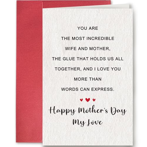 SuperShunhu Romantic Wife Mother’s Day Card, Heartfelt Mothers Day Gift from Husband, Happy Mother's Day To My Amazing Wife