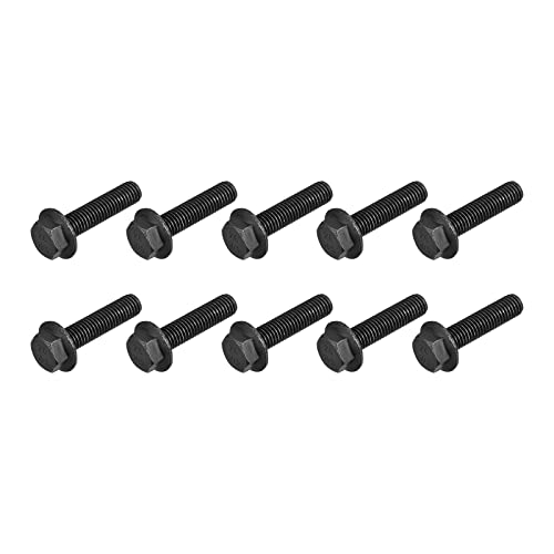 METALLIXITY Flanged Hex Head Bolts (M10x40mm) 10pcs, Hexagon Serrated Flange Bolt Fully Thread Screw