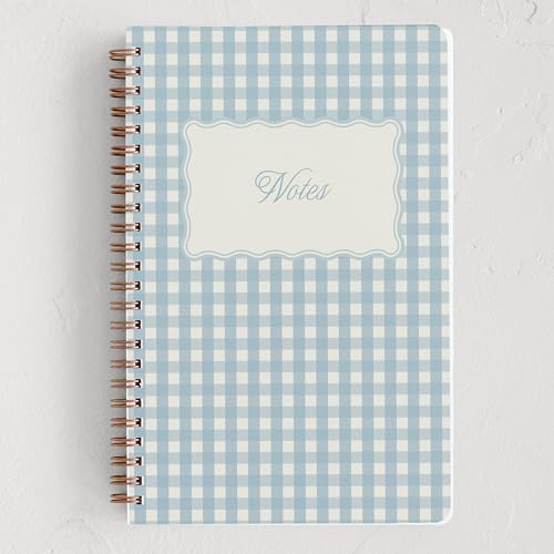 Minted Scalloped Gingham Notebook, Writing Journal for Notes & Journaling, Durable Paper Cover, Modern Aesthetic Colorful & Simple Spiral Bound Journal Notebook with 160 Lined Pages, 5.5" x 8.5"