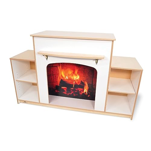 Whitney Brothers Indoor Modern Toddler Compact PlayStation Warm and Welcoming Fireplace White