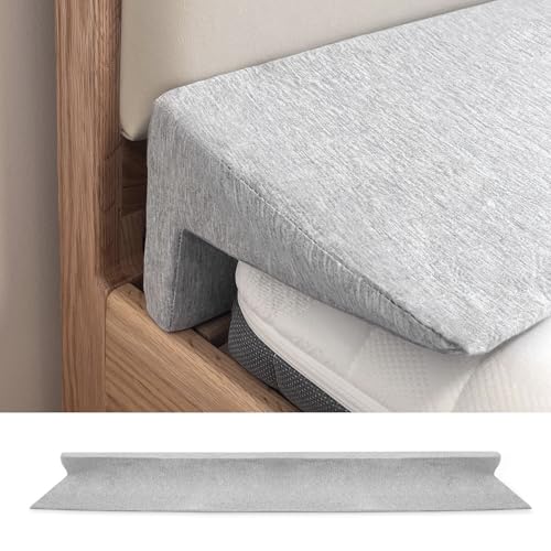 Wibeelee 60x8x5 Bed Wedge Pillow for Headboard Bed Wedge Gap Filler Cover 1.5-inch Gaps Mattress Wedge Gap Filler to Stop Items Falling Down(Grey)