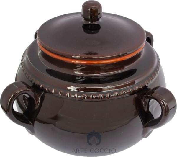 Pentola In Terracotta Per Cottura Colì - 5 Litri, Con Coperchio, Adatta A Fornello E Forno