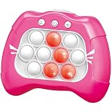 Pop Push Game Toy for Kids, Quick Fast Push Pop Puzzle Handheld Game Light up Fidget Toy 8-12, Bubble Sensory Toys Christmas Birthday Gifts for Kids Ages 3-12 (Pink)