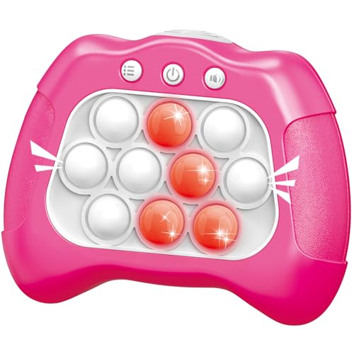 Image of Pop Push Game Toy for Kids, Quick Fast Push Pop Puzzle Handheld Game Light up Fidget Toy 8-12, Bubble Sensory Toys Christmas Birthday Gifts for Kids Ages 3-12 (Pink)
