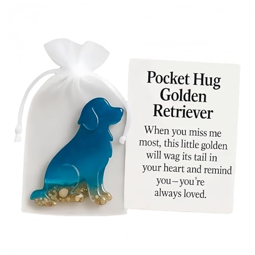 Yujinpu Pocket Hug Golden Retriever Pocket Hugs for Friends Handmade Shell Pocket Hug Gift for Women Po/cket H/ug Gift Friendship Keepsake Ocean & Sand Design Po/cket Hugs(Golden Retriever Style)