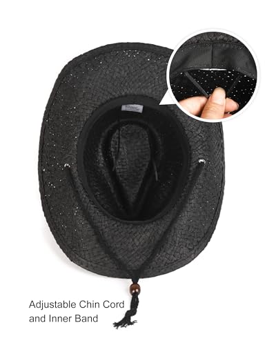 Image of Zylioo Oversize XXL Straw Cowboy Hats,Large Summer Fedora Hat,Unisex Wide Brim Beach Hat with Belt Buckle