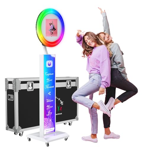 Photo Booth Compatible with Any Ipad, OHYEAHSPIN Photo Booth with Flight Case, ChackTok VIP Member, Software App Control Ring Box, Music Sync,IPad Selfie Machine