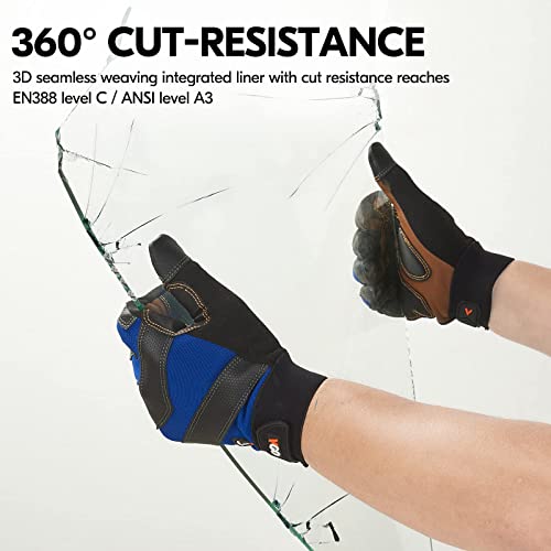 Vgo... 1Pair Cut Resistant Gloves,Mechanic Gloves,Hppe Anti-Cut Liner,Hand Protection,En388 Level 5, Ansi A3(Size L,Blue,Ca9777Ct) #TOP2