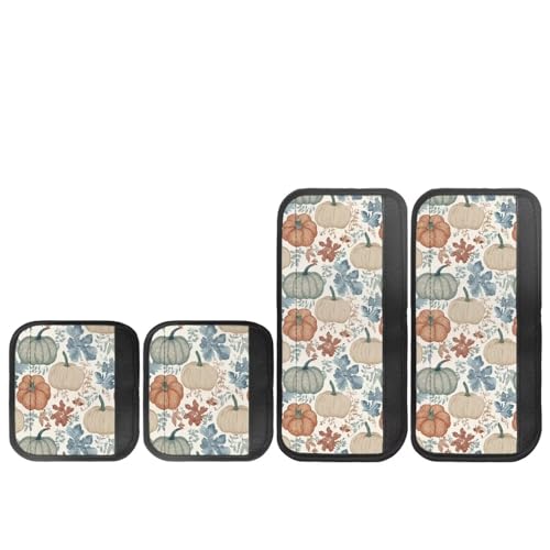 Image of Dreaweet Pumpkin Pattern Refrigerator Door Handle Covers Fall Kitchen Decor Fridge Handle Covers Set of 4 Washable Kitchen Appliance Protector for Oven Dishwashers Microwave