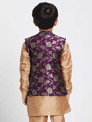Image of JBN Creation Black Cotton Silk Blend Boys Nehru Modi Jacket