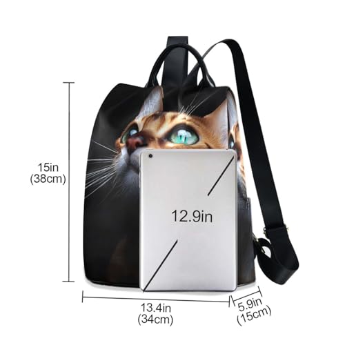 Image of ALAZA Beautiful Bengalensis Cat Kitten Backpack Purse for Women Anti Theft Fashion Back Pack Shoulder Bag