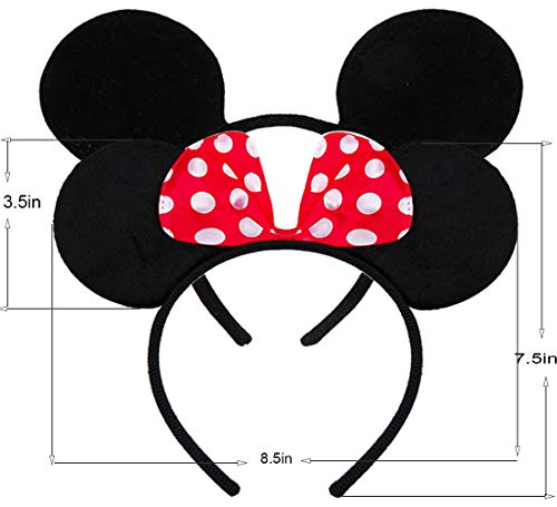Image of FANYITY Mouse Ears Headbands Sequin Hair Band for Girls Women Boys Party, 2 Pieces (RED DOT&BLACK)