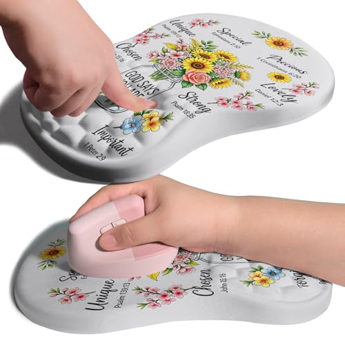 Image of Ergonomic Joint Wrist Support Mouse Pad with Memory Foam Cushion Massage Bump, Carpal Tunnel Pain Relief Mousepad Slope Design for Wrist Rest, 11.8x7.9 in, God Said