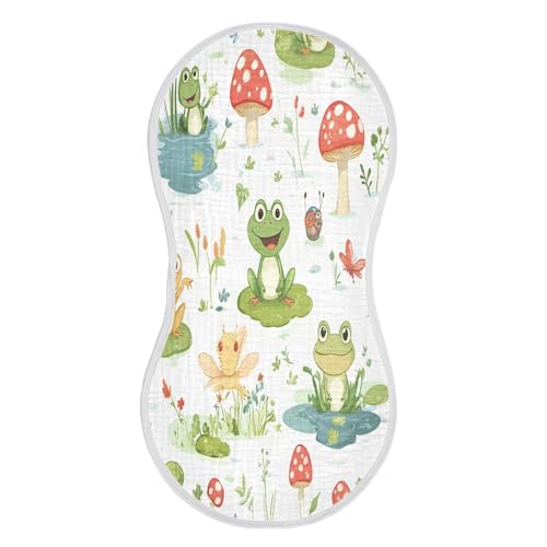 Cartoon Frogs Burp Cloths Cotton Baby Washcloths,Large 22x11in Burping Cloth Absorbent and Soft for Newborn Baby Boys and Girls,1 Pack