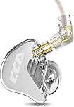 CCA CRA in Ear Monitors Headphones Ultra-Thin Diaphragm Dynamic Driver Super Bass Clear Sound Earbuds Wired IEM Earphones with Detachable Cable for Singer Musician DJ Stage Church (White)