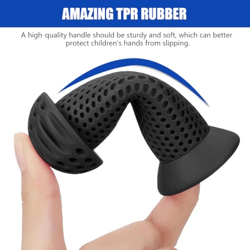 Image of Proberos Bike Handle Grips, 3.9 inches Soft Silicone Grip, Porous Silicone Anti-Slip Grip Universal Children's Bicycle Grips for Scooter, Tricycle, Children's Balance Bike (Black)