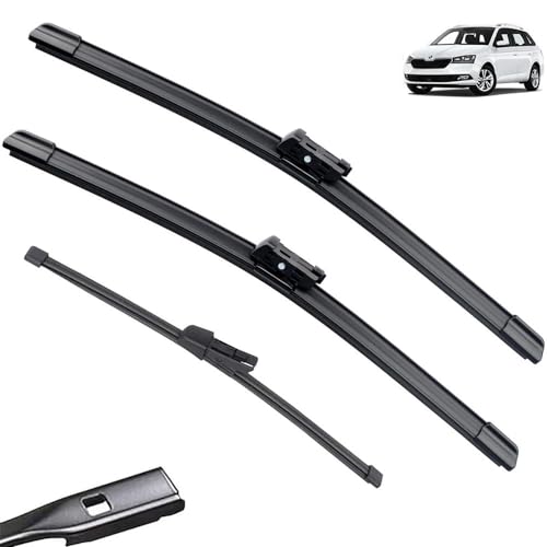 Juego de limpiaparabrisas delantero y trasero de 3 uds Compatible con Skoda Fabia NJ Hatchback 2014-2020 parabrisas ventana 24 16 14