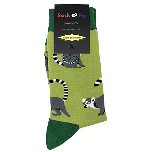 Lemur Dress Socks Funny Novelty Crazy Fun Design Men Size 8-12 Cotton Casual Crew Colorful Funky Fancy Socks Gift for Men4
