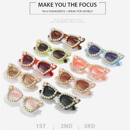 Lunettes de soleil œil de chat LVTFCO strass dégradé thé - 2