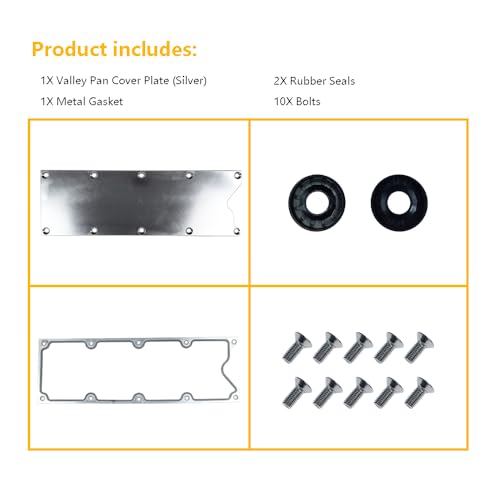 Image of LS Gen 3 Valley Pan Cover Plate Low Profile w /Gasket, Seal | Compatible with GM LS Gen III Engine LSX LS1 LM7 LR4 LQ4 LS6 L59 LQ9 LM4 L33, Chevy GMC Sierra | OE# 551629 12558178 MS19328 (Silver)