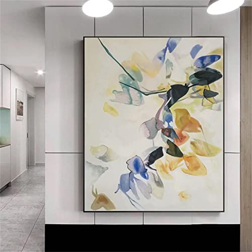 Art abstrait toile peinture imprime haute definition | Grand paysage blanc colore chic 50x70