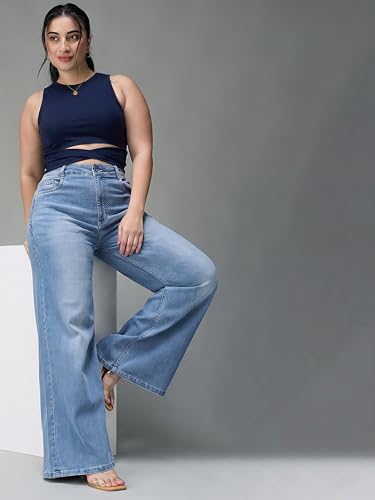 Image of Miss Chase A+ Women's Bootcut High Rise Regular Length Stretchable Denim Jeans