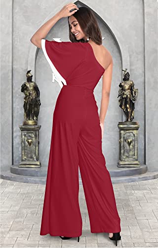 Image of KOH KOH Womens 2026 One Off Shoulder Asymmetric Long Pant Jumpsuit Romper